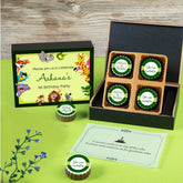 Design screen for personalized first birthday invitations chocolate print